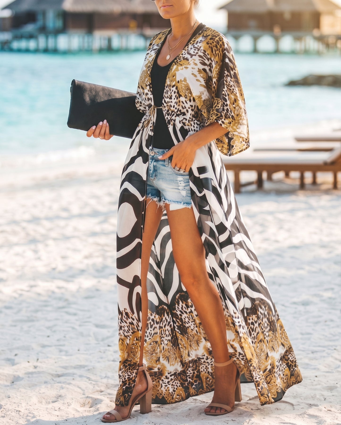 Wild Luxe Animal Print Kimono Cover-Up