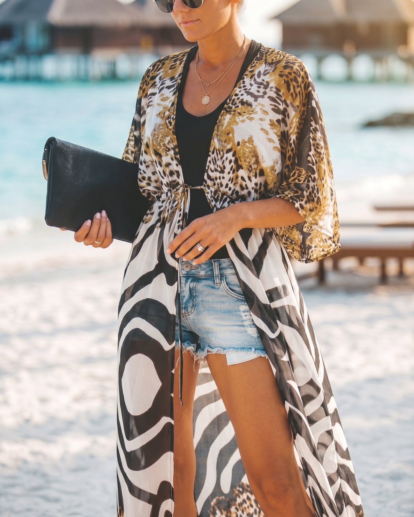 Wild Luxe Animal Print Kimono Cover-Up